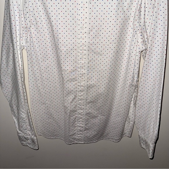 Scotch and Soda Men's Red, White, and Blue Polka Dot Oxford Dress Shirt - Picture 4 of 11